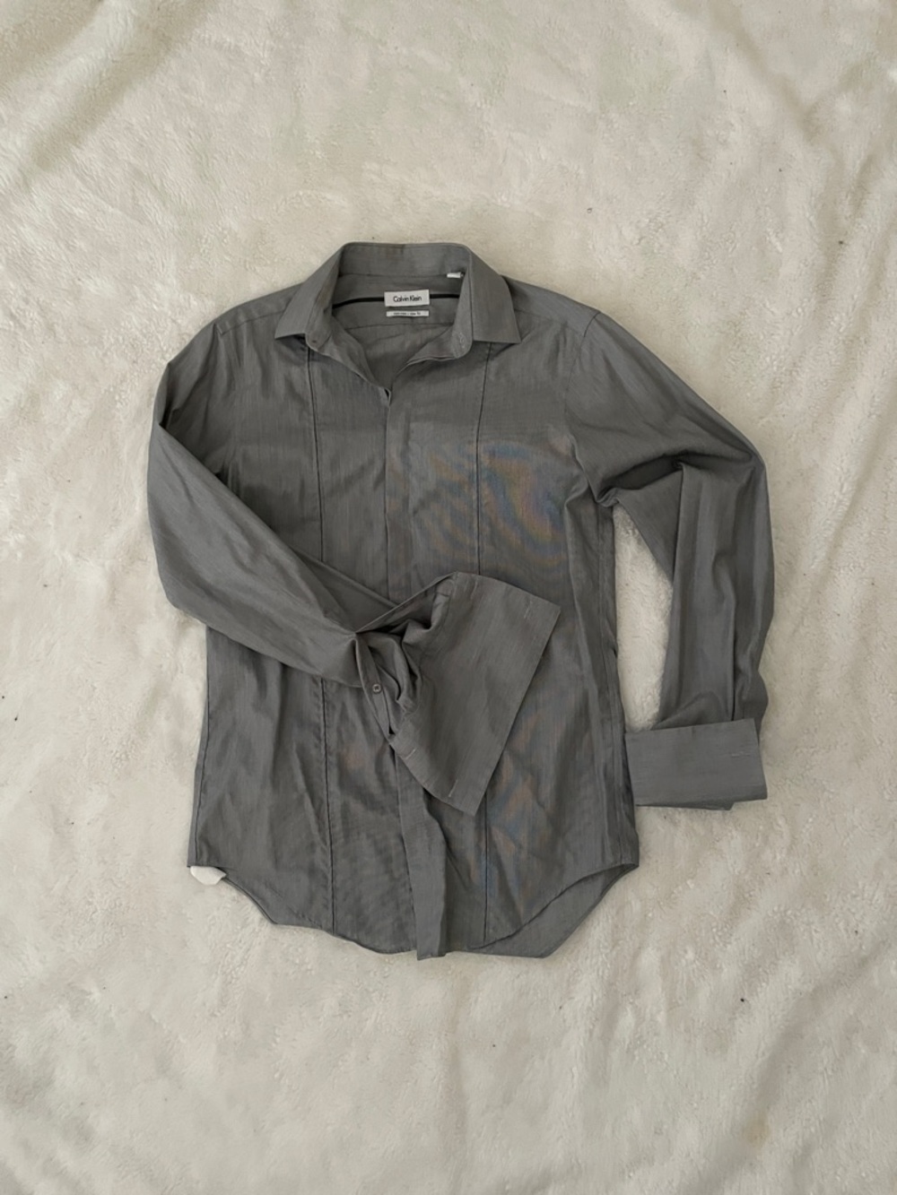 Calvin Klein Men's Gray Pinstripe Dress Shirt